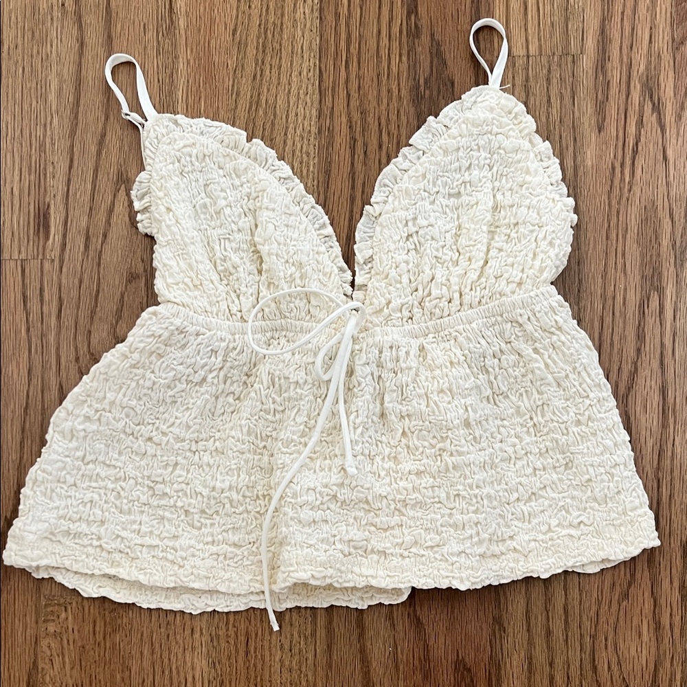 Princess Polly Cream Textured Sleeveless Top